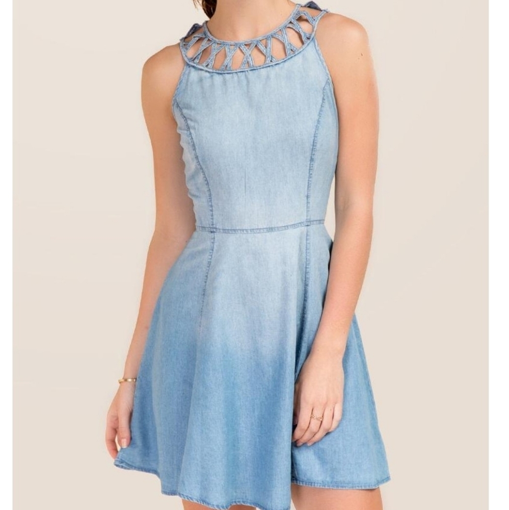 NWT Francesca's Blue Rain Denim Dress